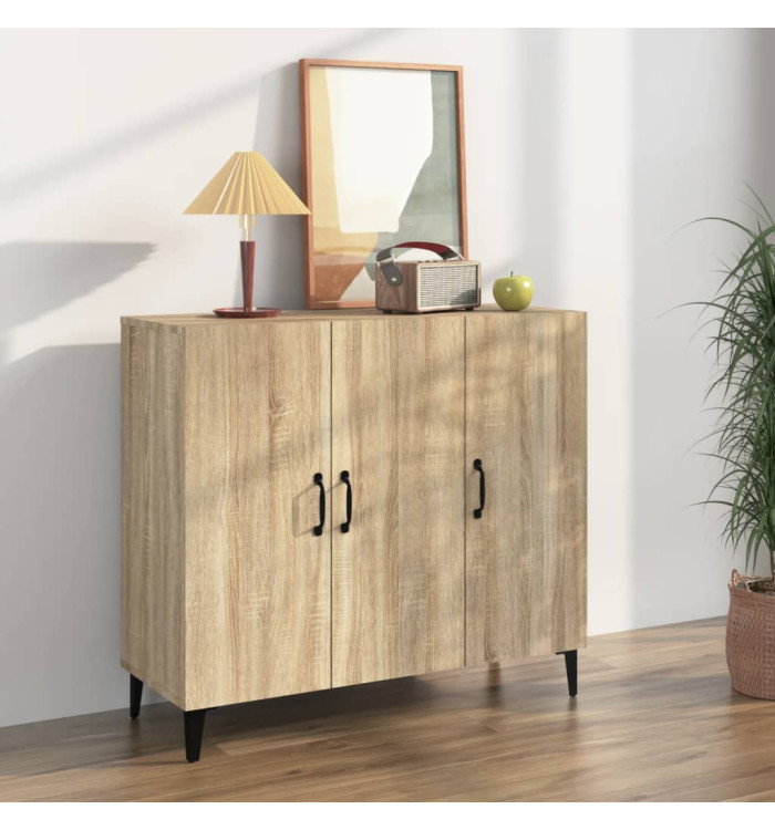 Buffet chêne sonoma 90x34x80 cm bois d'ingénierie | Mobilier & Déco