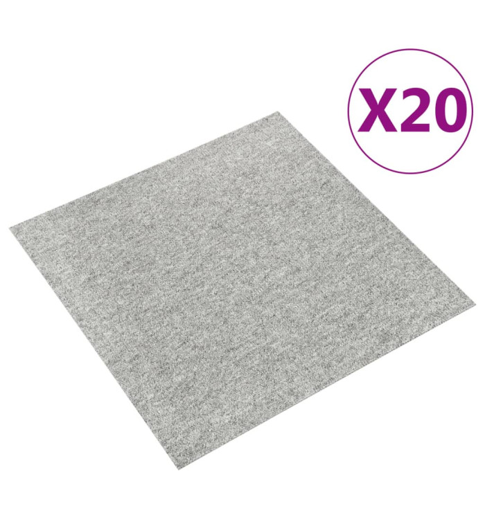 Dalles de tapis de sol 20 pcs 5 m² 50x50 cm Gris clair | Mobilier & Déco
