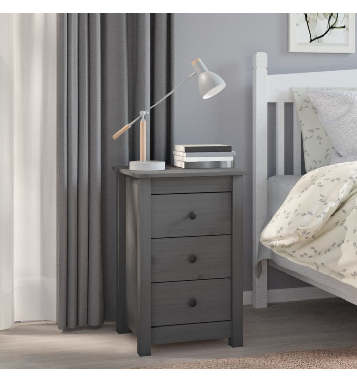 Table de chevet Gris 40x35x61,5 cm Bois de pin massif | Mobilier & Déco