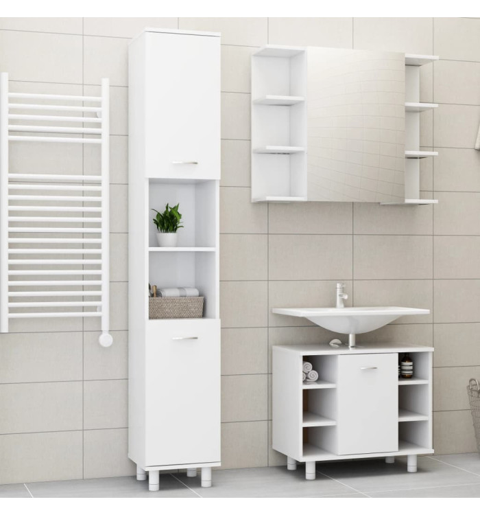 Ensemble de meubles de salle de bain 3pcs Blanc Bois ingénierie | Mobilier & Déco