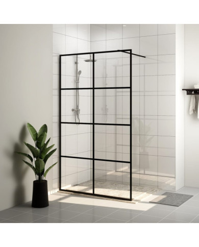 Paroi de douche avec verre ESG transparent 100x195 cm Noir | Mobilier & Déco