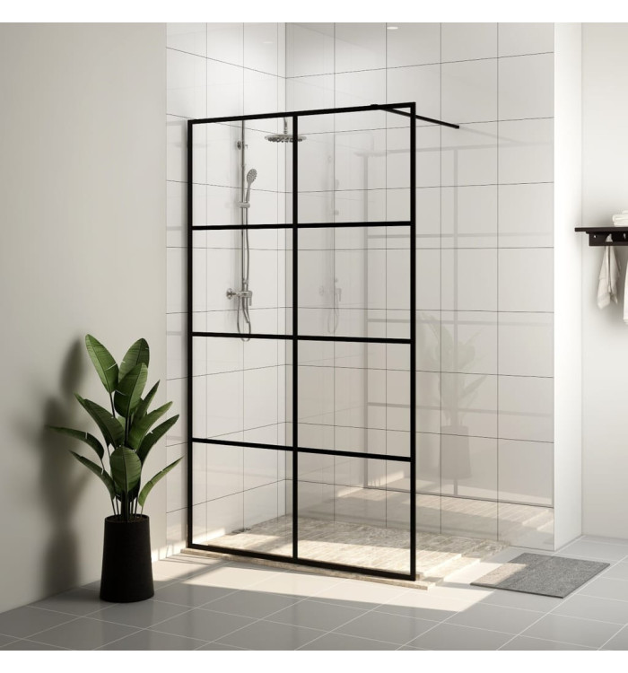 Paroi de douche avec verre ESG transparent 100x195 cm Noir | Mobilier & Déco