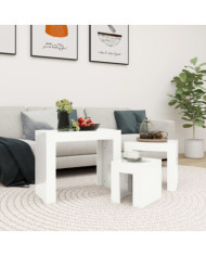 Tables basses gigognes 3 pcs Blanc brillant Bois d'ingénierie | Mobilier & Déco