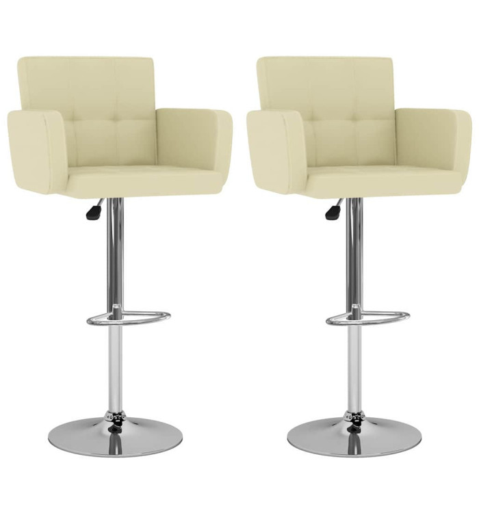 Tabourets de bar lot de 2 crème similicuir | Mobilier & Déco