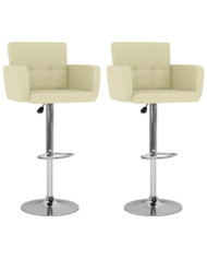 Tabourets de bar lot de 2 crème similicuir | Mobilier & Déco