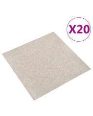 Dalles de tapis de sol 20 pcs 5 m² 50x50 cm Beige clair | Mobilier & Déco