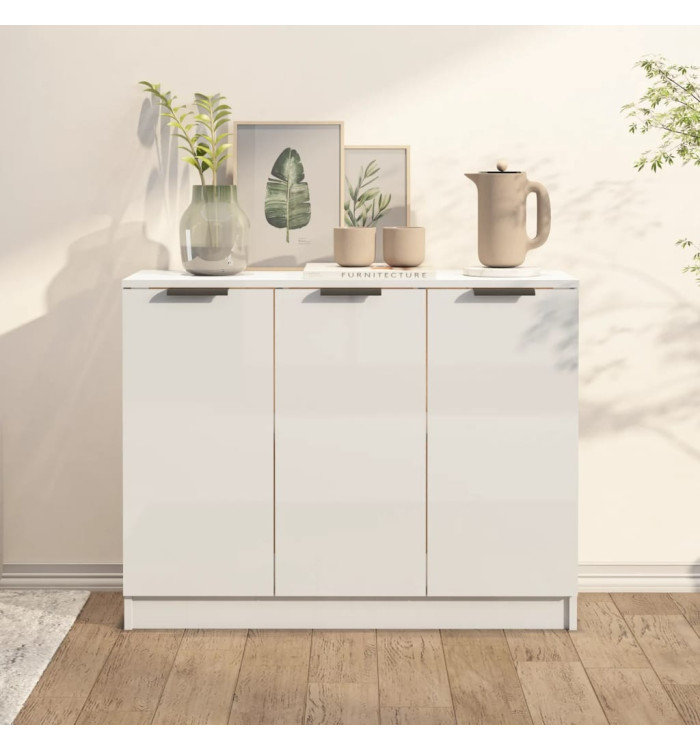 Buffet Blanc brillant 90,5x30x70 cm Bois d'ingénierie | Mobilier & Déco