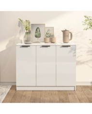 Buffet Blanc brillant 90,5x30x70 cm Bois d'ingénierie | Mobilier & Déco