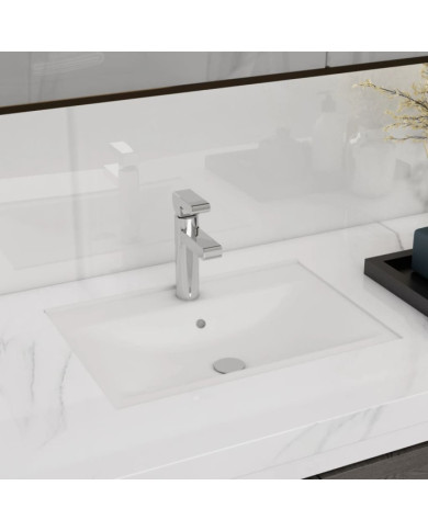 Vasque à trou de trop-plein/robinet céramique pour salle de bain Blanc | Mobilier & Déco