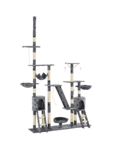 Arbre à chat et griffoirs 230-250 cm Empreintes de pattes Gris | Mobilier & Déco