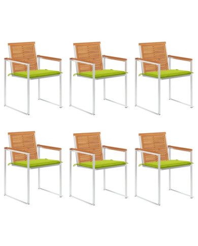 Chaises de jardin lot de 6 avec coussins Bois d'acacia solide | Mobilier & Déco