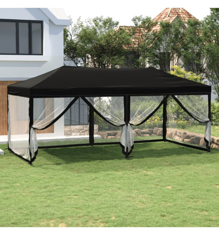 Tente de réception pliable avec parois Noir 3x6 m | Mobilier & Déco
