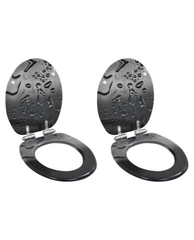 lot de 2 Siège WC MDF Couvercle fermeture douceur Goutte d'eau | Mobilier & Déco