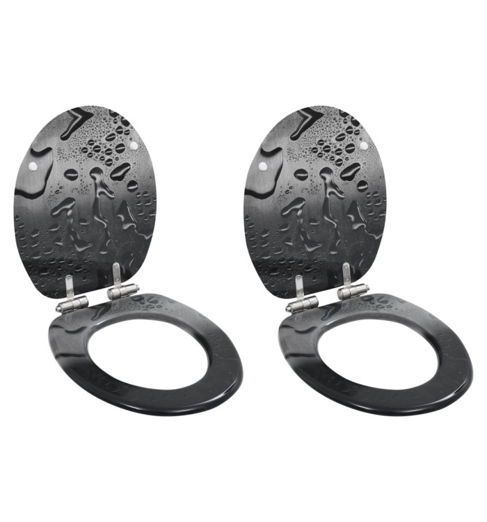 lot de 2 Siège WC MDF Couvercle fermeture douceur Goutte d'eau | Mobilier & Déco
