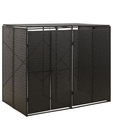 Abri pour poubelle double Noir 140x80x117 cm Résine tressée | Mobilier & Déco