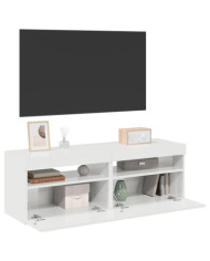 Meubles TV avec lumières LED 2 pcs blanc brillant 60x35x40 cm | Mobilier & Déco