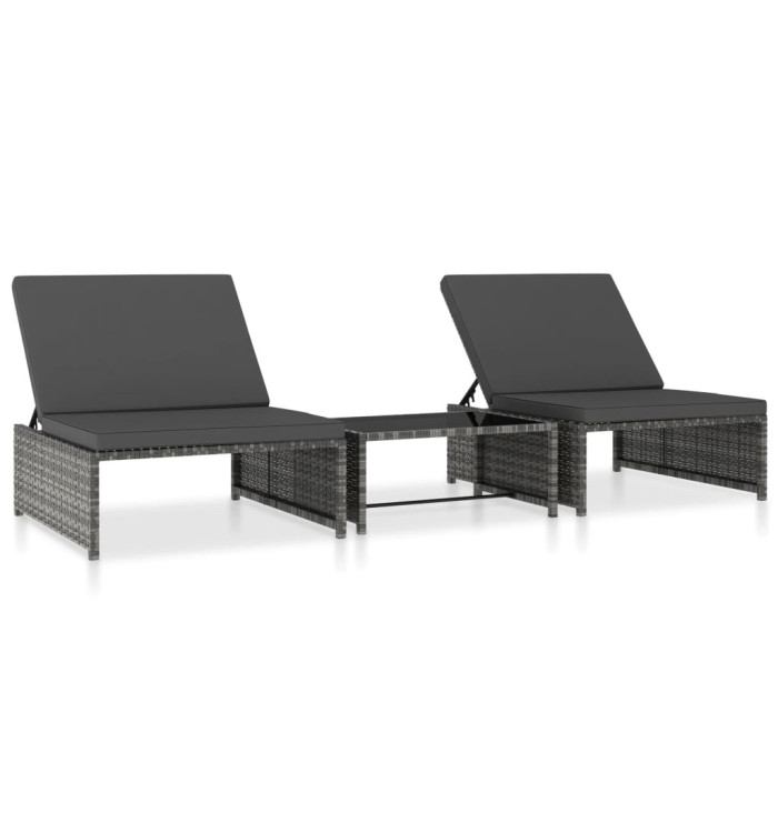 Chaises inclinables de jardin lot de 2 et table résine tressée | Mobilier & Déco