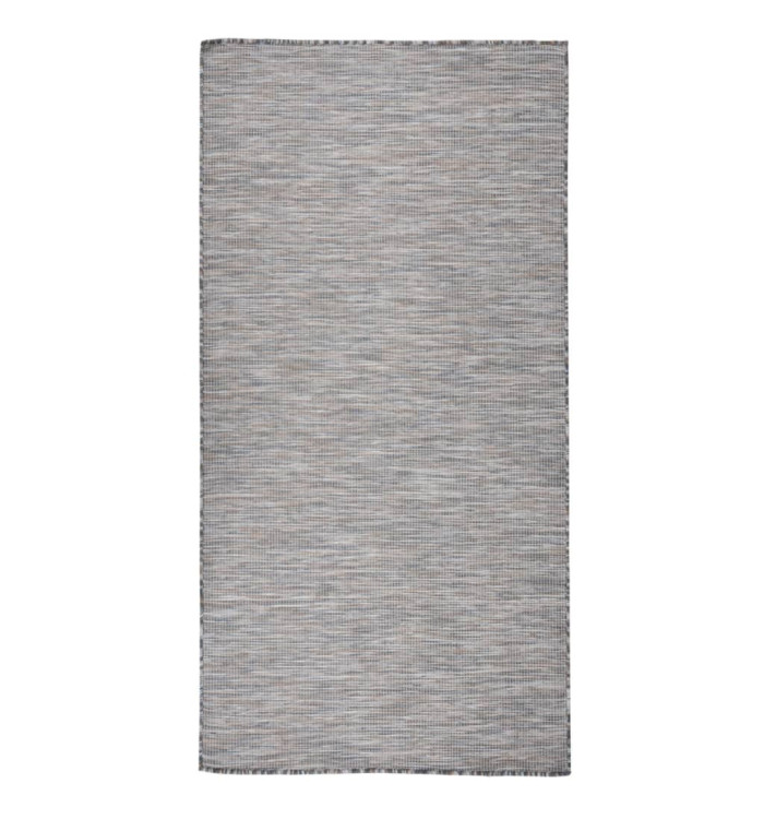 Tapis à tissage plat d'extérieur 100x200 cm Marron et bleu | Mobilier & Déco