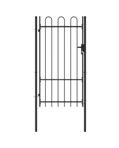 Portillon simple porte avec dessus arqué Acier 1x1,75 m Noir | Mobilier & Déco