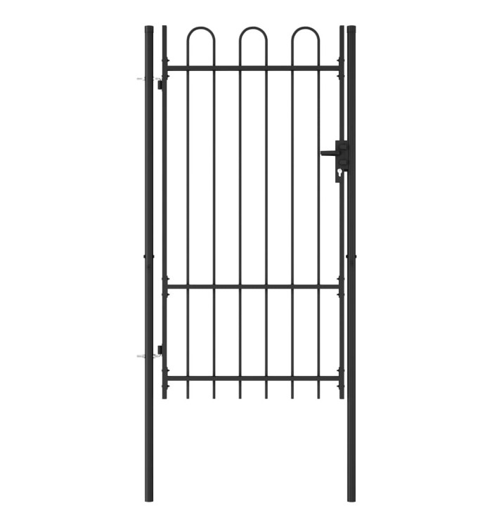 Portillon simple porte avec dessus arqué Acier 1x1,75 m Noir | Mobilier & Déco