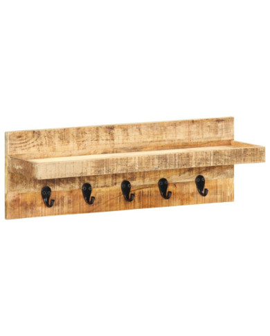 Porte-manteau mural 60x15x20 cm Bois de manguier brut solide | Mobilier & Déco