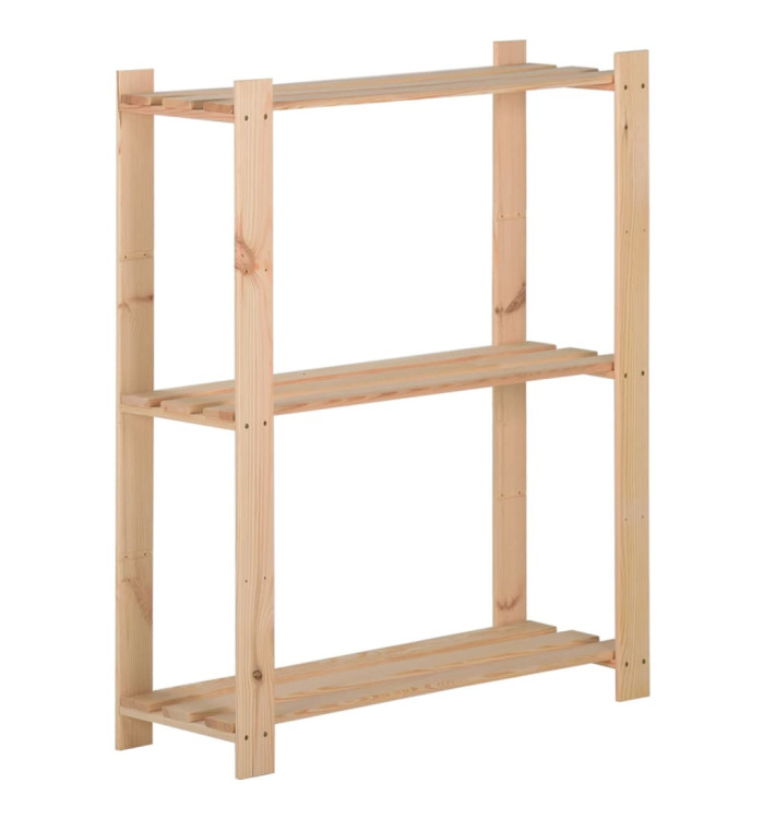 Étagère de stockage 3 niveaux 60x28,5x90 cm Bois de pin massif | Mobilier & Déco