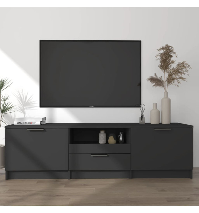Meuble TV Noir 140x35x40 cm Bois d'ingénierie | Mobilier & Déco
