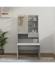 Ensemble de coiffeuse avec LED Sonoma gris Bois d'ingénierie | Mobilier & Déco