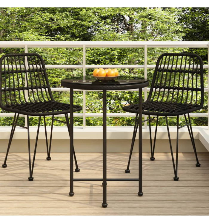 Table de salle à manger Noir Ø55 cm Verre trempé et acier | Mobilier & Déco