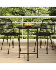 Table de salle à manger Noir Ø55 cm Verre trempé et acier | Mobilier & Déco