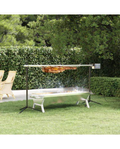 Barbecue automatique et moteur acier inoxydable 150x46,5x82,5cm | Mobilier & Déco
