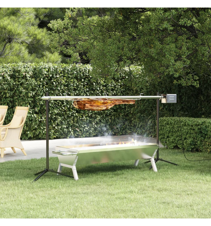 Barbecue automatique et moteur acier inoxydable 150x46,5x82,5cm | Mobilier & Déco