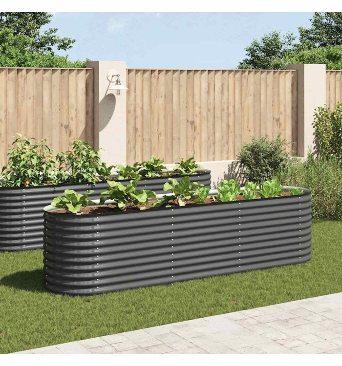 Lit surélevé de jardin 320x80x81 cm Acier galvanisé Gris | Mobilier & Déco