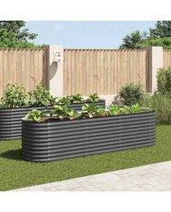 Lit surélevé de jardin 320x80x81 cm Acier galvanisé Gris | Mobilier & Déco
