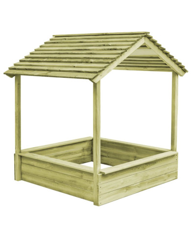 Maisonnette d'extérieur avec bac à sable 128x120x145 cm Pin | Mobilier & Déco