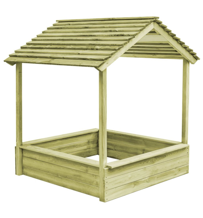 Maisonnette d'extérieur avec bac à sable 128x120x145 cm Pin | Mobilier & Déco