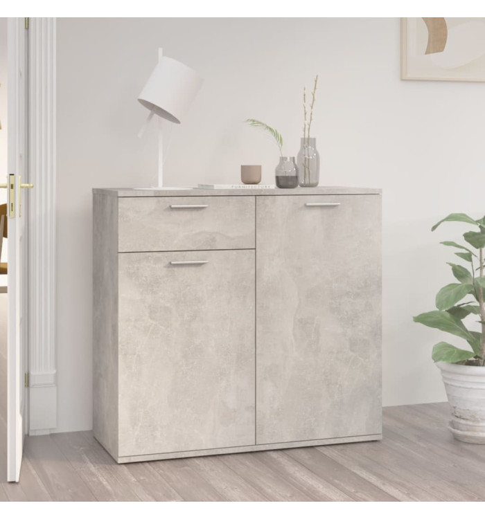 Buffet gris béton 80x36x75 cm bois d'ingénierie | Mobilier & Déco