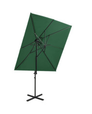 Parasol de jardin en porte-à-faux à double toit vert 250x250 cm | Mobilier & Déco