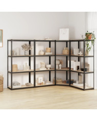 Étagères à 4 niveaux 4pcs Anthracite Acier et bois d'ingénierie | Mobilier & Déco