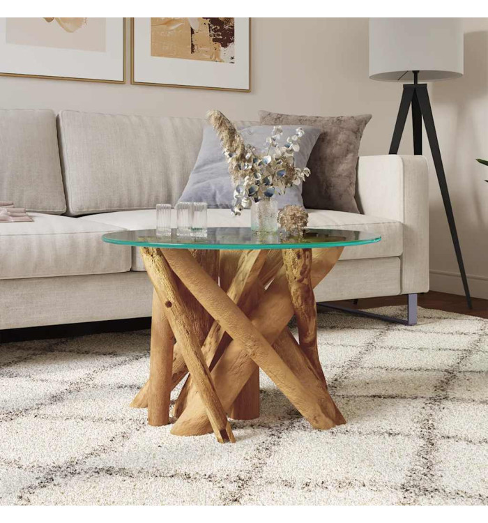 Table basse Bois flottant de teck massif 60 cm | Mobilier & Déco