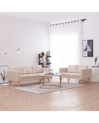 Ensemble de canapé 2 pcs tissu crème | Mobilier & Déco