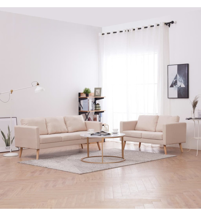 Ensemble de canapé 2 pcs tissu crème | Mobilier & Déco