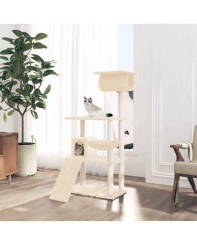 Arbre à chat avec griffoirs en sisal Crème 131 cm | Mobilier & Déco