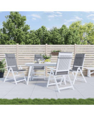 Coussins de chaise à dossier haut lot de 6 gris tissu oxford | Mobilier & Déco