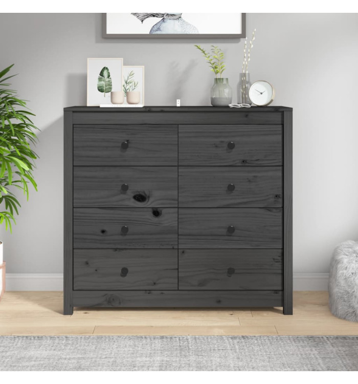 Armoire latérale Gris 100x40x90 cm Bois de pin massif | Mobilier & Déco