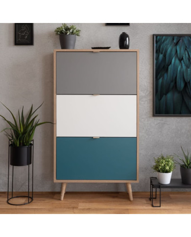 Finori Armoire à chaussures C-uba 42 Chêne Sonoma et tricolore | Mobilier & Déco