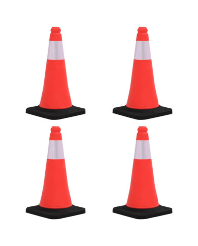 Cônes de signalisation réfléchissants à base lourde 4 pcs 50 cm | Mobilier & Déco
