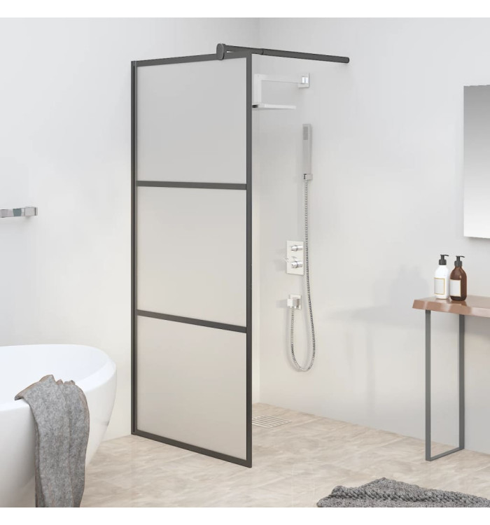 Paroi de douche 90x195 cm Verre ESG dépoli Noir | Mobilier & Déco