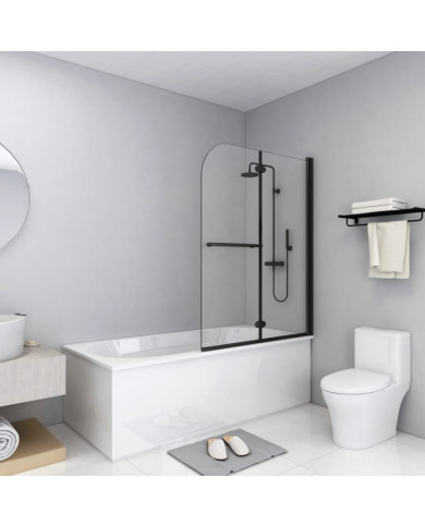 Cabine de douche pliable 2 panneaux ESG 95x140 cm Noir | Mobilier & Déco