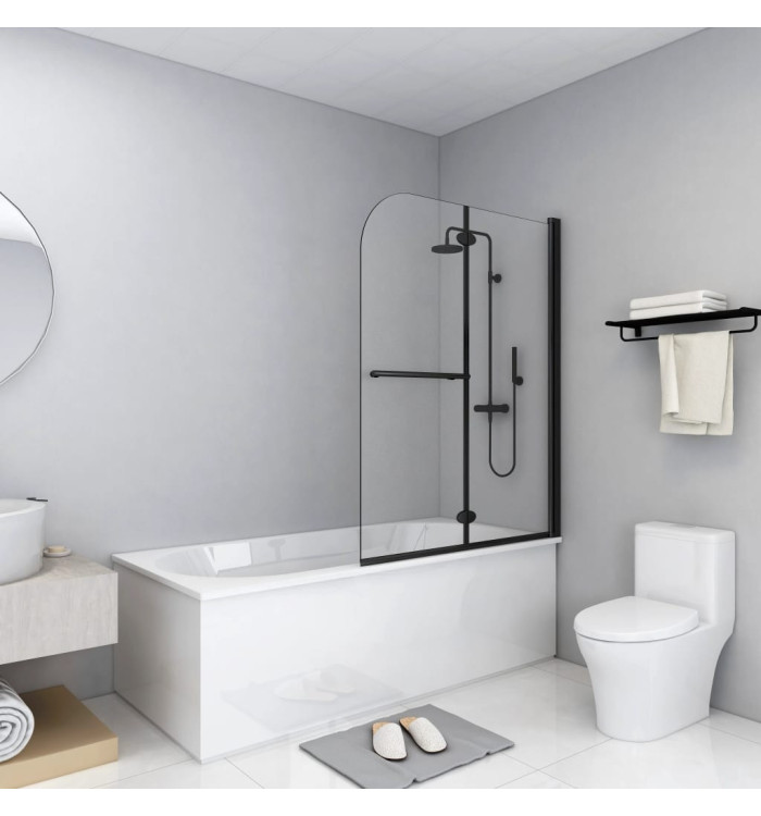 Cabine de douche pliable 2 panneaux ESG 95x140 cm Noir | Mobilier & Déco